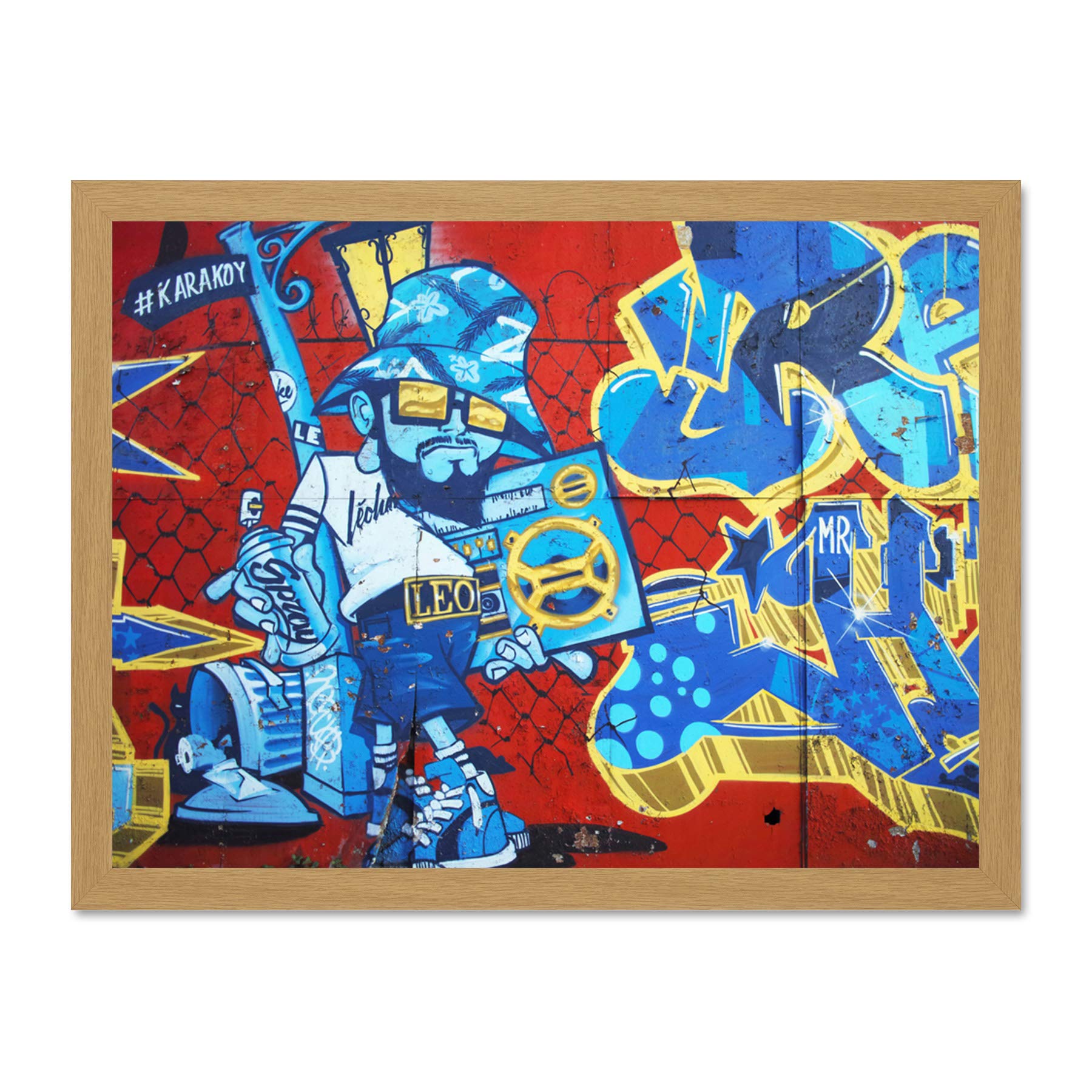Graffiti Cool Guy Dude Boombox Large Framed Art Print Poster Wall Decor 18x24 inch