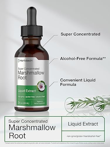 Miniatura 3 de Horbäach Tintura de extracto de raíz de malvavisco | 2 onzas líquidas | Althaea Officinalis Liquid | Sin alcohol | Vegetariano, sin OMG y sin gluten