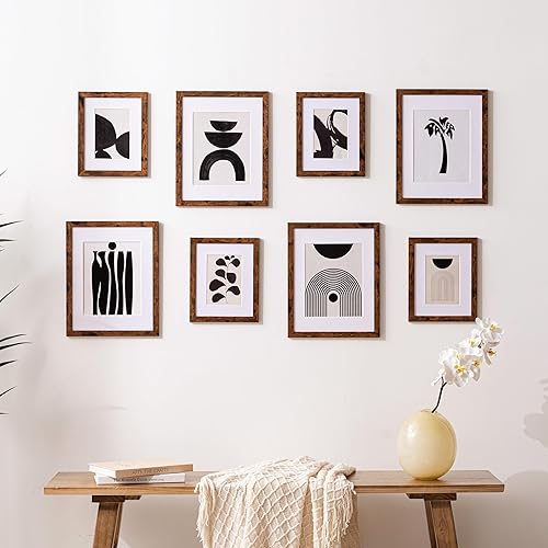 Vista 470 de eletecpro Juego de 10 marcos de fotos de 8 x 10 pulgadas, collage de fotos, decoración de pared, fotos de 5 x 7 con paspartú o de 8 x 10 pulgadas