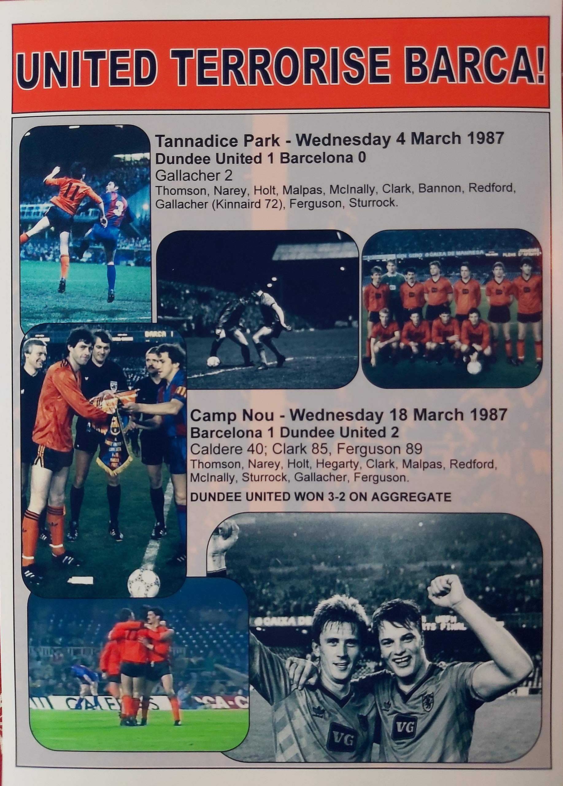 Assorted Dundee United beat Barcelona - 1987 UEFA Cup - souvenir print