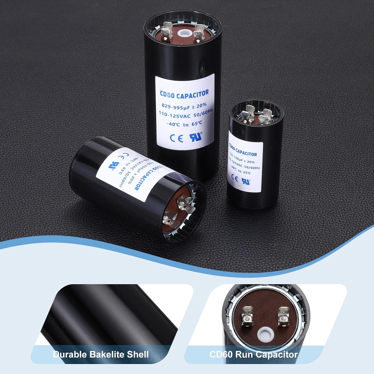 MECCANIXITY CD60 Capacitor 1000-1200 UF/Mfd, 110-125 VAC CD60 Run Motor Start Capacitor 50/60 Hz for Electric Fan Motor Starting Well Pump, Black