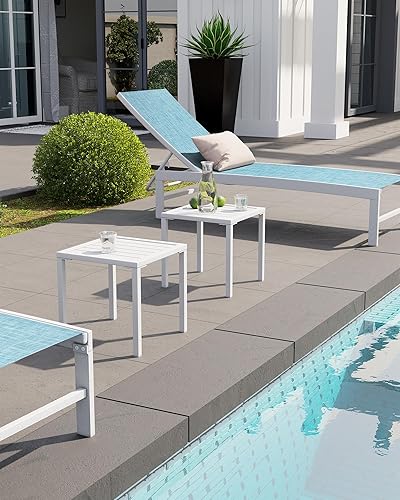 Miniatura 2 de Crestlive Products Juego de 2 mesas chaise lounge, mesa auxiliar cuadrada de aluminio, mesa de café para patio pequeña para interiores y exteriores