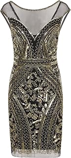 1920s Short Prom Dresses V Neck Inspired Sequins Cocktail Flapper Dress - Buy now