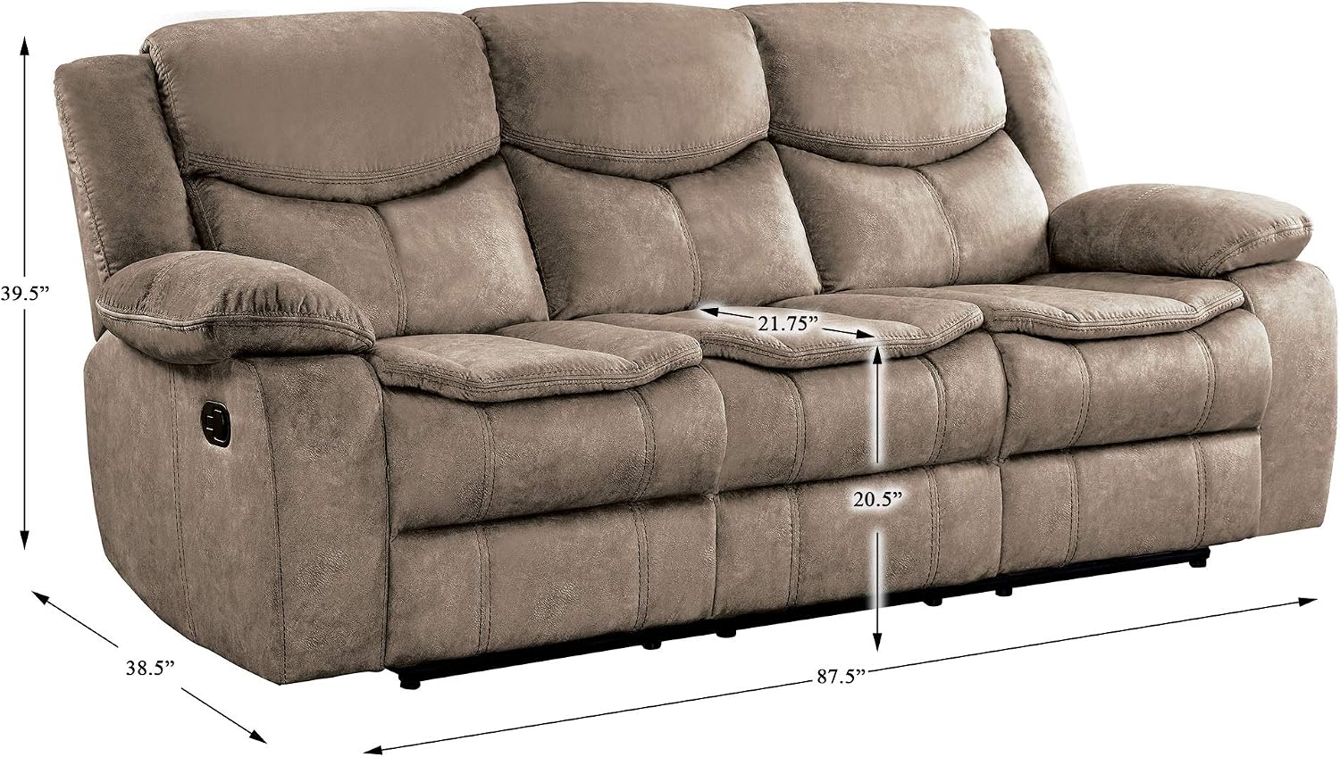 Homelegance 88" Manual Reclining Sofa, Brown