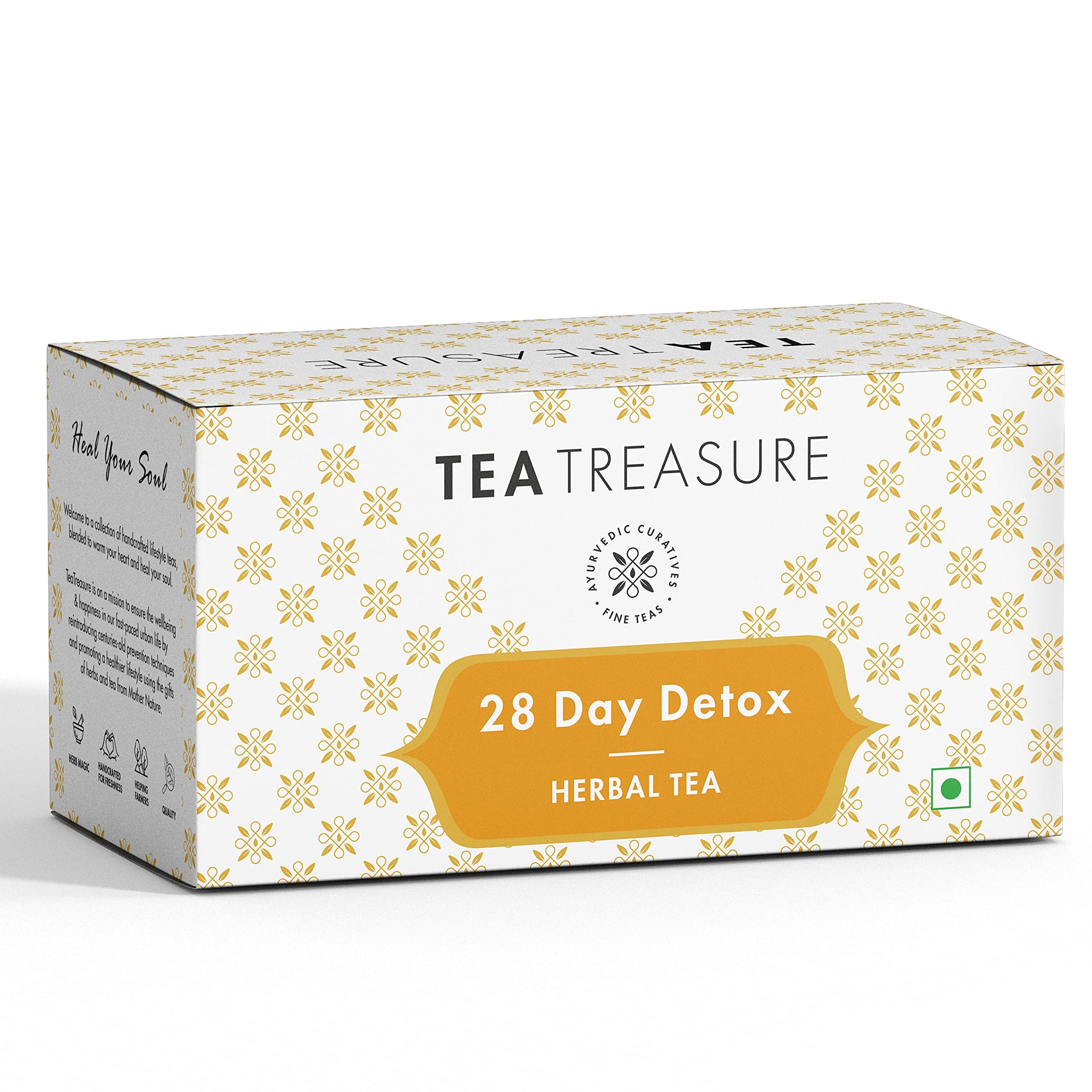 Sponsored Ad - Tea Treasure 28 Days Detox Wellness Tea | Herbal Tea with Garcinia, Oolong & Gojiberry | Supports Weight Loss, Digestion & Skin Glow | Caffeine-Free Chai | 10 Pyramid Tea Bags | Ayurvedic Detox Cleanse