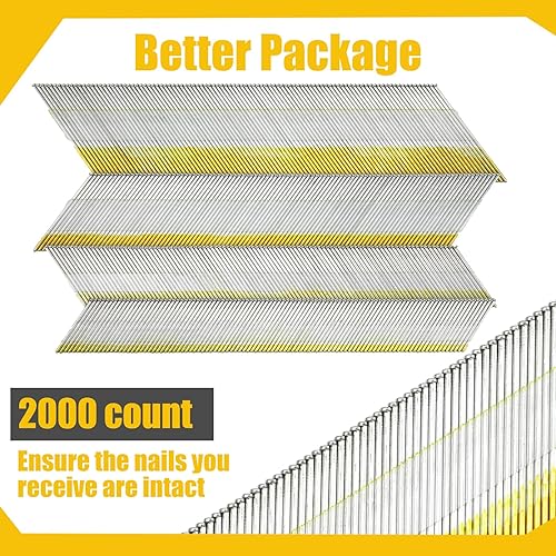 Miniatura 3 de Zonon Clavos de acabado en ángulo de calibre 15 de 34 grados, 2000 unidades de 1-14 pulgadas, 1-12 pulgadas, 2 pulgadas, 2-12 pulgadas, 500 por