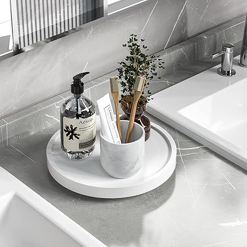 Bandeja giratoria de 9 pulgadas para velas de perfume, organizador de encimera de fregadero de cocina de bambú para mantener vidrio, esponja y