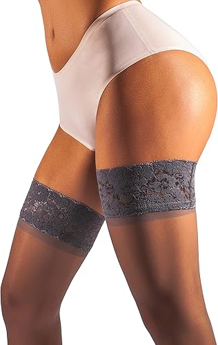 sofsy Lace Thigh High Stockings Made in Italy Sheer Stockings for Women Lingerie Top Thigh High 1520 Den
