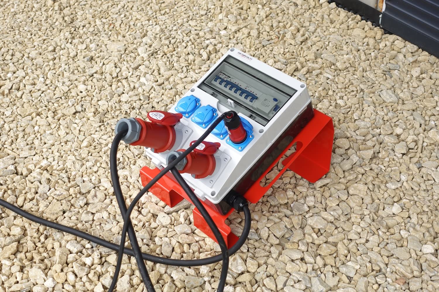 Rozdzielacz budowlany ze stojakiem, rozdzielacz prądu pTD-S/FI 32A 16A 4x230V 6160