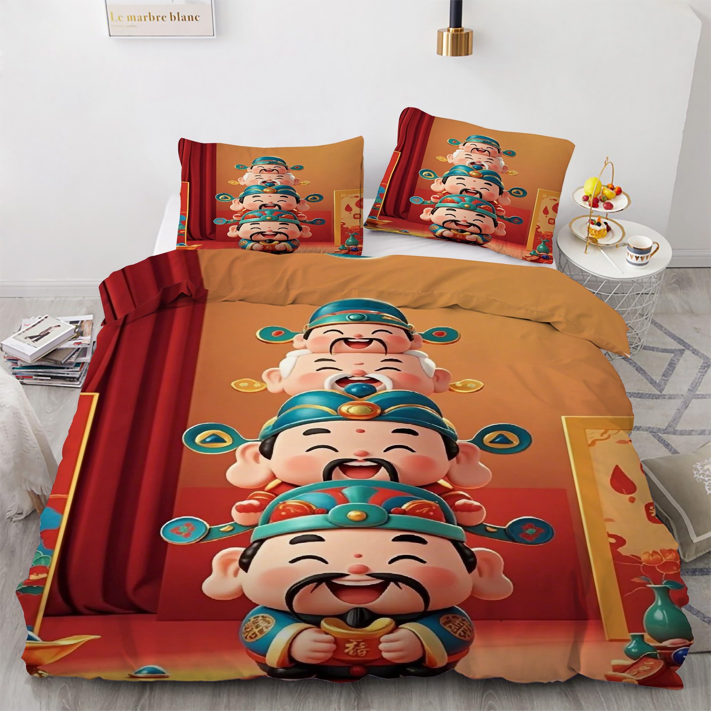 Parure de Lit 160x200 Dieu de la Richesse pour Chambre Adulte et Ado