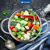 Daniks Bonn rozsdamentes acél főzőedény 3,4L űrtartalommal, indukciós tűzhelyre, mérőskálával, üvegfedővel, 20 cm, ezüst 7