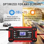 Chargeur de batterie de voiture, 12V/6A Chargeur de batterie intelligent avec réparation d'impulsions, adapté aux voitures, piles au plomb marin