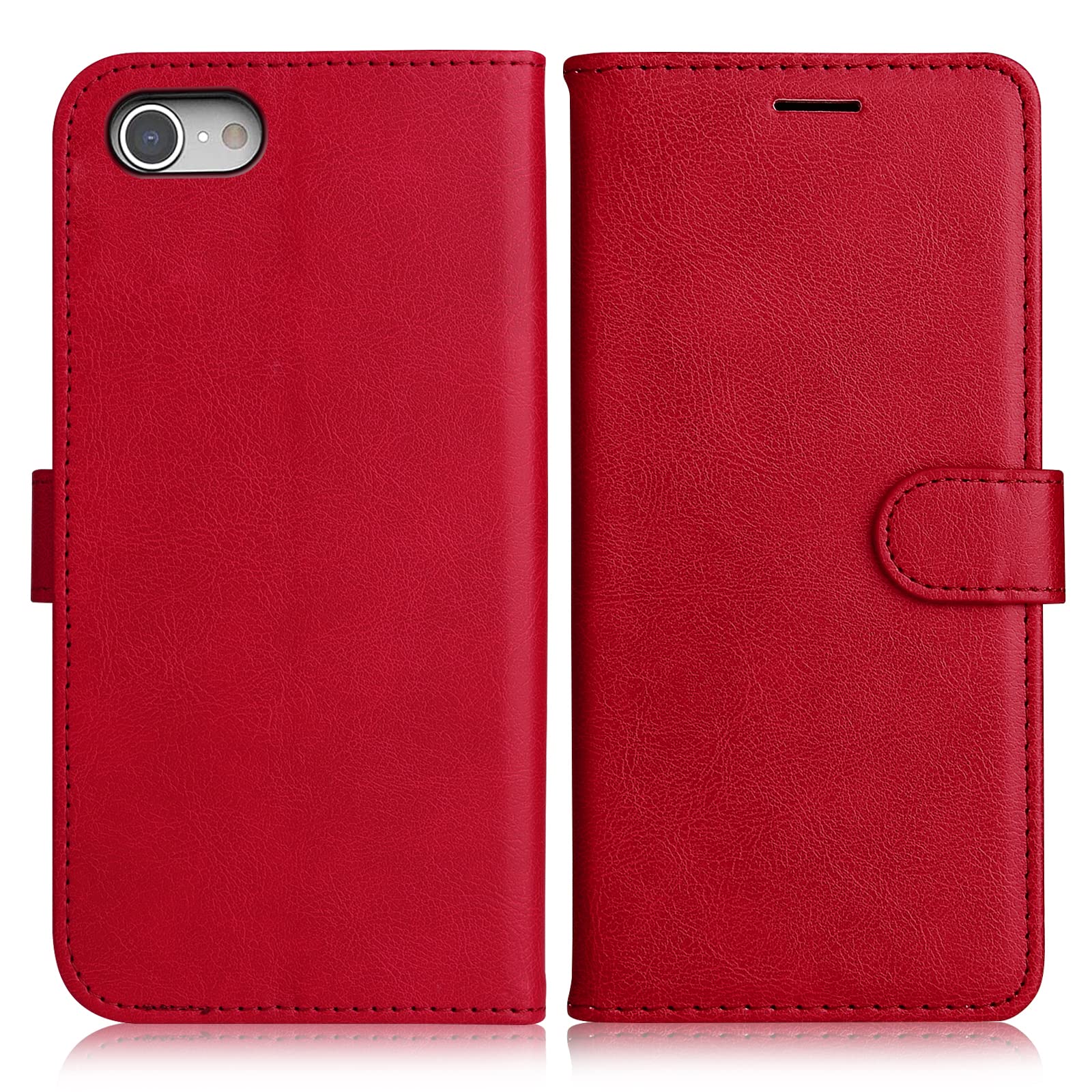 Jasonyu Cover per iPhone 7/8/ SE 2022/ SE 2020 Flip Custodia in Pelle PU, Cover a Libro Portafoglio, Funzione Supporto, Magnetica, Slot Cart, TPU Bumper Caso (Nero