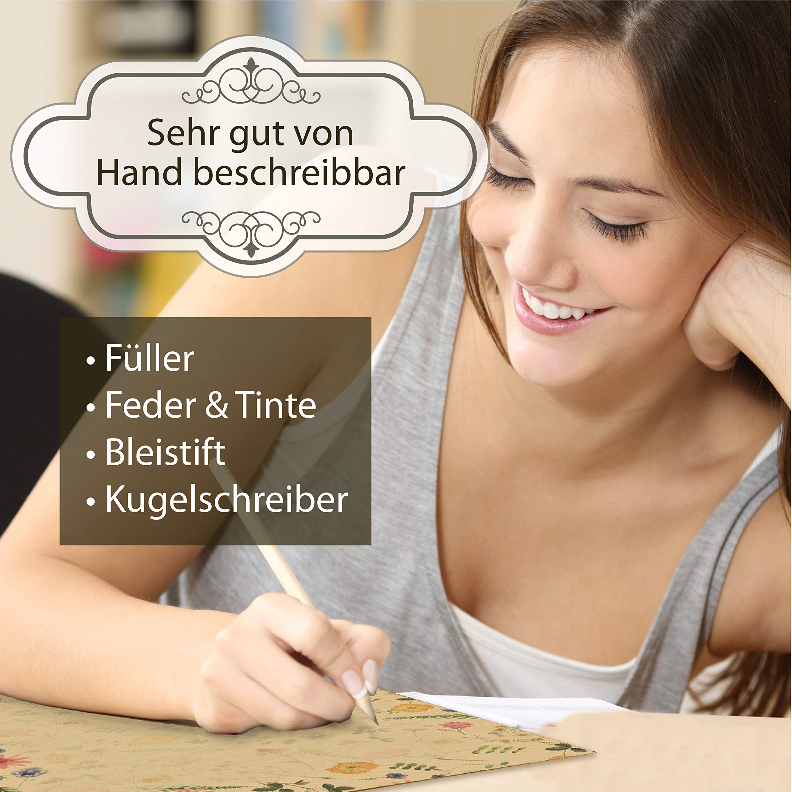 Flora Natura Briefpapier Vintage Blumen 500 Blatt DIN A4 beidseitig floral Natur für Frauen Erwachsene