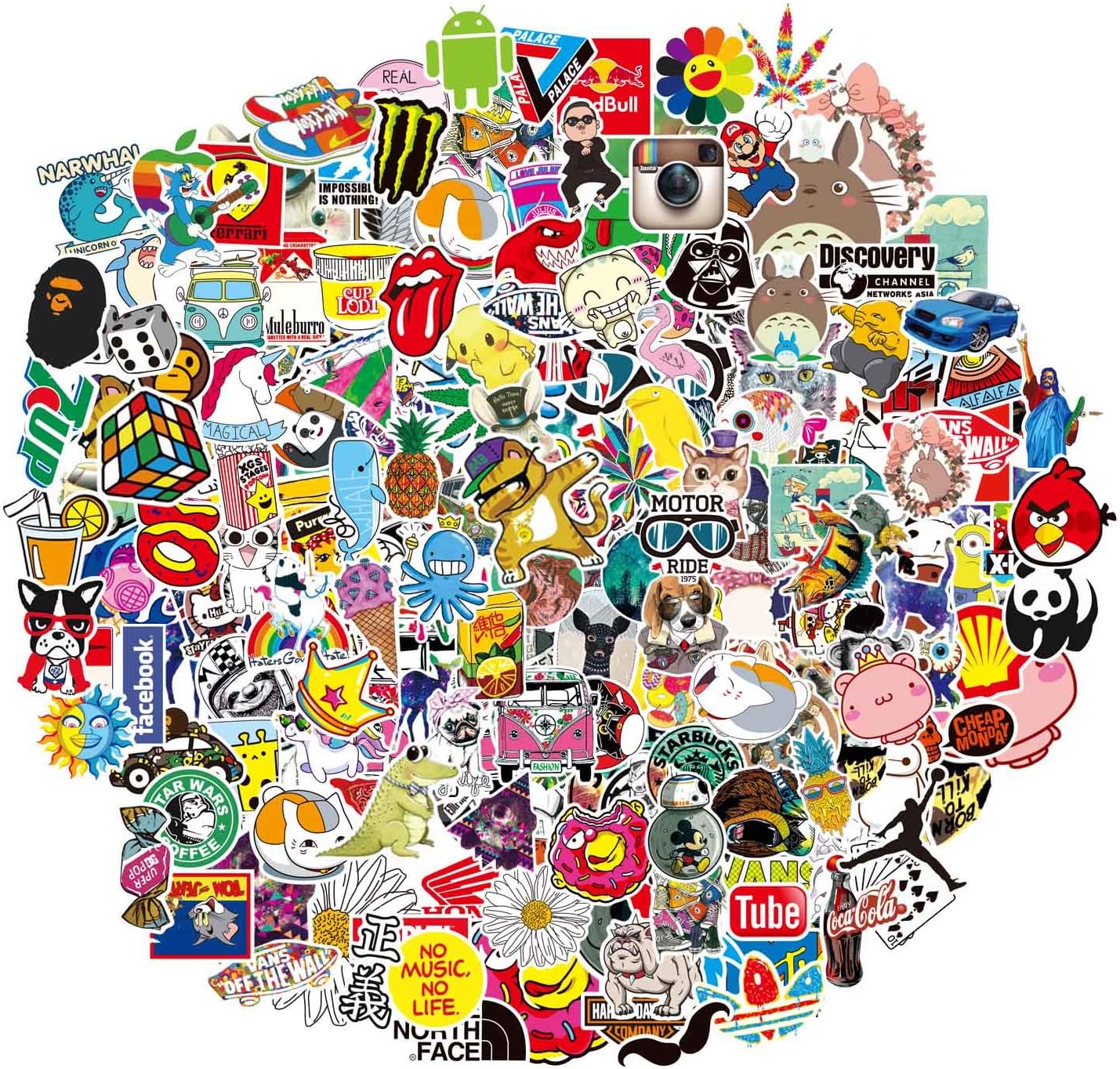 200-Pcs Featured Stickers,Suitable for Children and Adults of All Ages， Decals Vinyls for Laptop,Kids,Cars,Motorcycle,Bicycle,Skateboard Luggage,Bumper