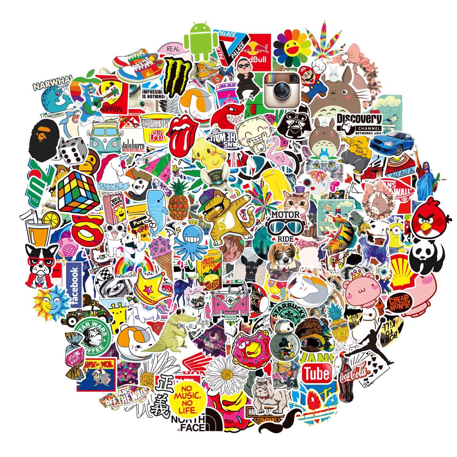 200-Pcs Featured Stickers,Suitable for Children and Adults of All Ages, Decals Vinyls for Laptop,Kids,Cars,Motorcycle,Bicycle,Skateboard Luggage,Bumper