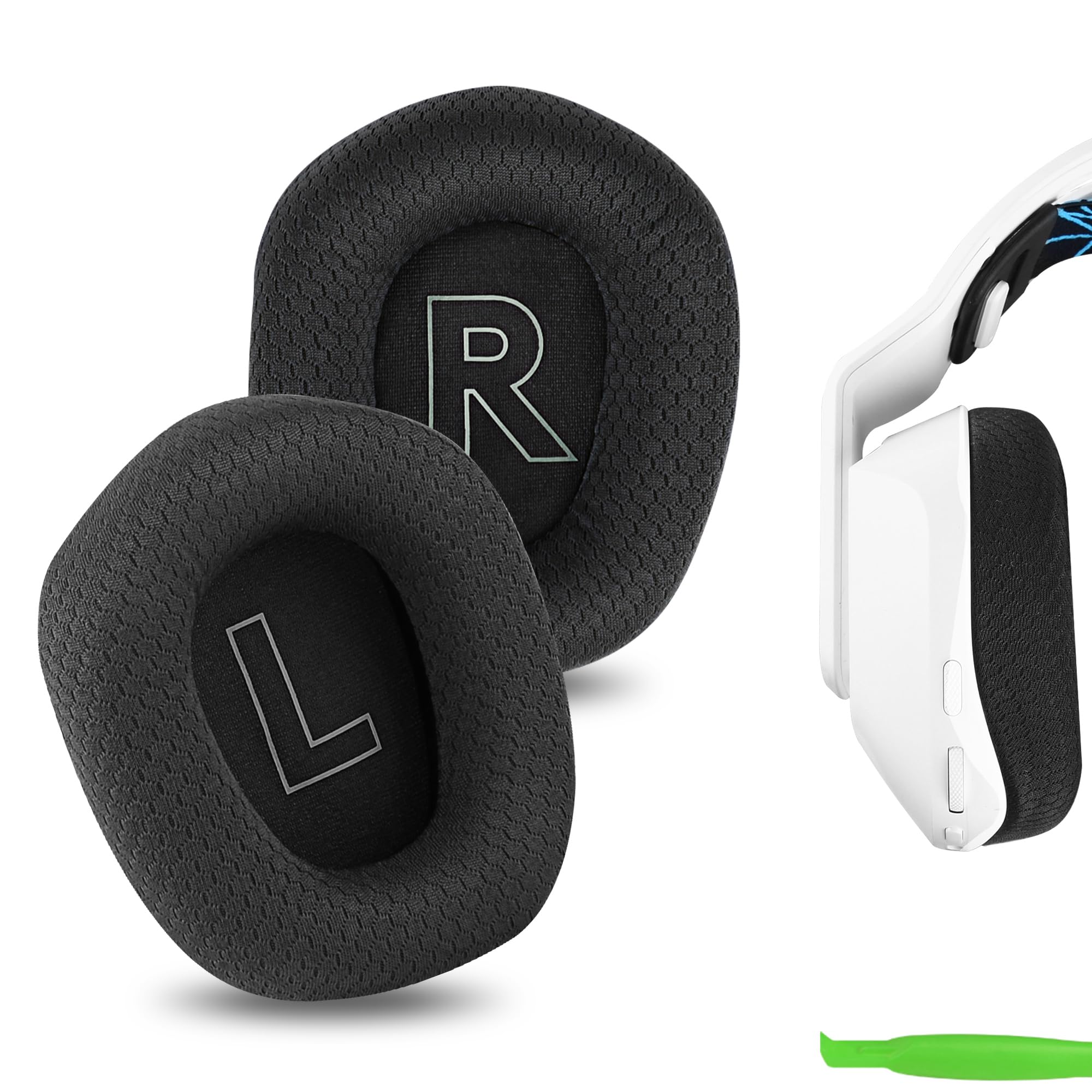 Comfort Mesh Fabric Replacement Ear Pads for Logitech G733, G535, G335 Headphones Ear Cushions, Repair Parts with Video Guide (Black)