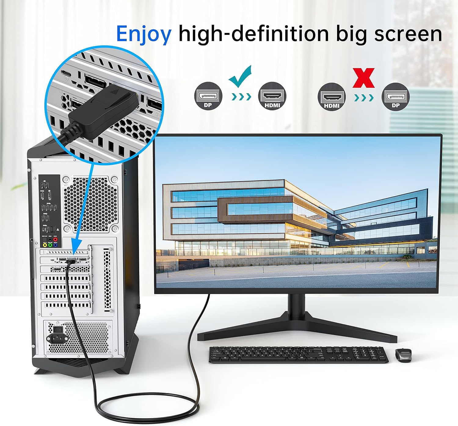 DP to HDMI Cable 3ft 10-Pack,Displayport to HDMI Cord 3 Feet 2-Pack,Display Port to HDMI Adapter Male to Male Cord Converter for PCs to HDTV, Monitor, Projector.