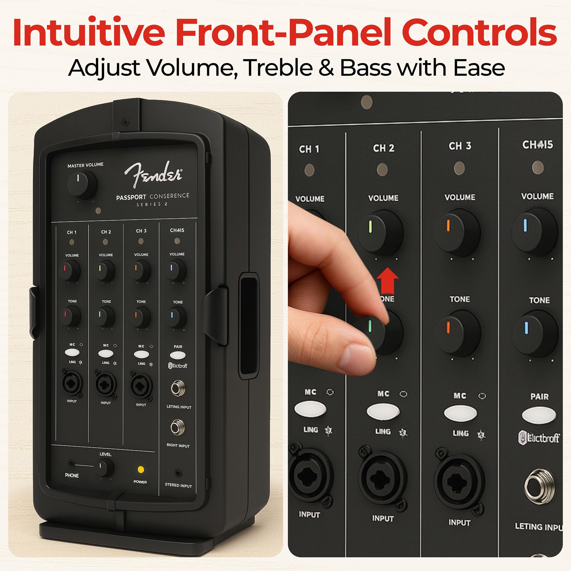 Fender Passport Conference S2 Portable PA System Bundle with Microphone, Compact Speaker Stands, XLR Cable, and Instrument Cable