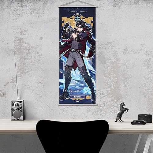 Miniatura 10 de Rainteam Genshin Impact - Póster artístico para colgar en la pared, lienzo artístico de Genshin con varillas para decoración de sala de estar,
