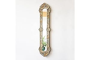 Gilded Elegance: Peruvian Long Narrow Mirror for Sophisticated Wall Decor