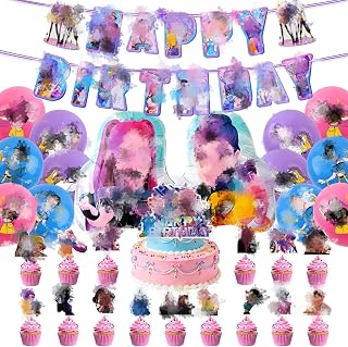 Birthday Party Decoration for Kpo-dem 31Pcs, Birthday Balloon Decoration, Happy Birthday Banner, Cupcake Toppers Cake Decor