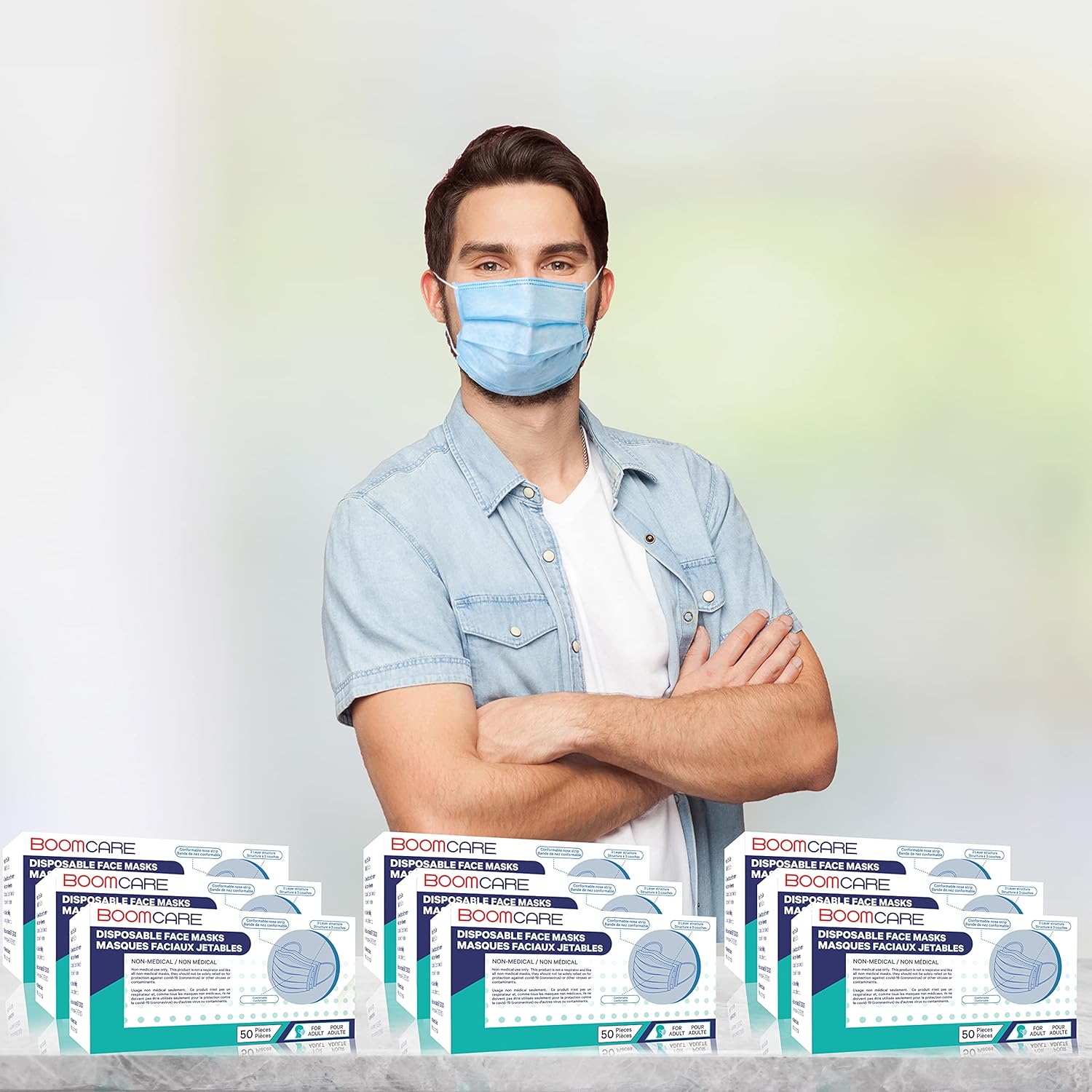 2000 Bulk Blue Disposable Face Masks Level 2 Non Woven Thick 3-Layers Breathable Facial Masks with Adjustable Earloop Mouth and Nose - Image 5