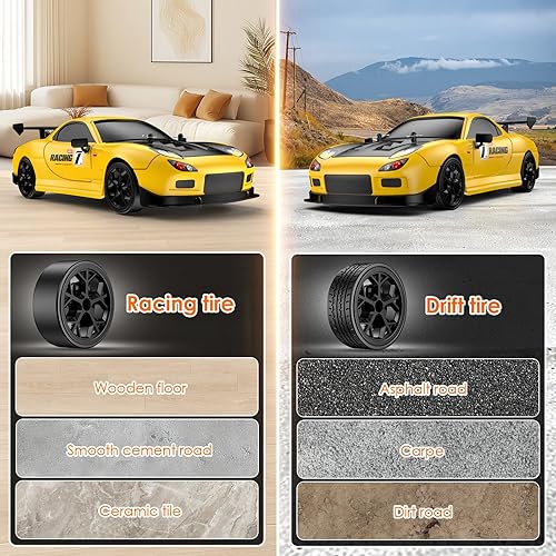 Miniatura 5 de Coche de deriva a control remoto, escala 114, 4WD, auto de control remoto de 2.4 GHz, 17.4 mih, auto de carreras RC de alta velocidad, RTR con luces