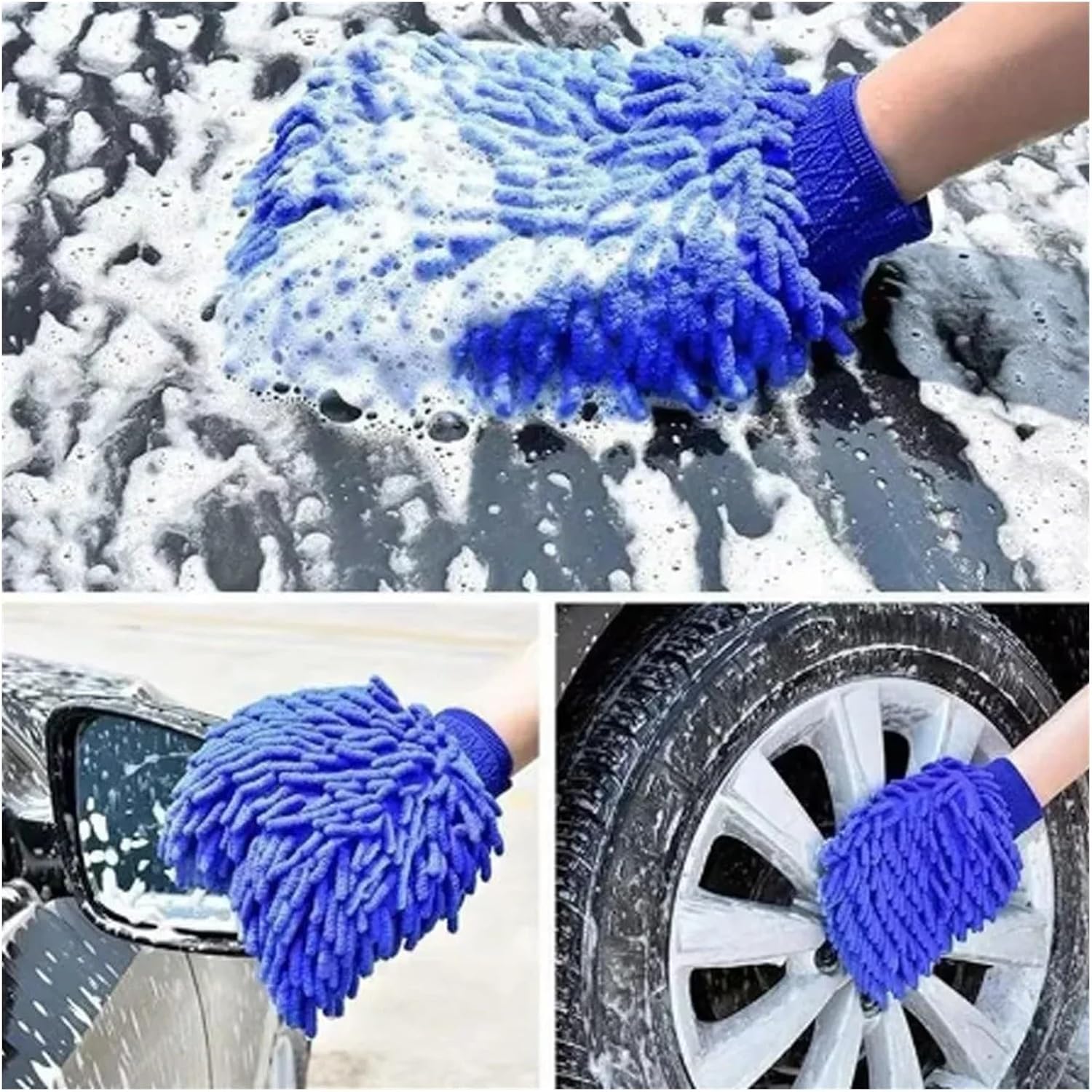 Car Washing Tools 1 3 5PCS Double Sided Coral Gloves Car Wash Cloth Special Non-Destructive Paint Surface Rope Velvet Glove Tool Cloths Practical(1PC)