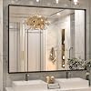 Keonjinn Black Bathroom Mirror 16 x 20 Inch, Metal Framed Small Black Mirror, Rectangular Wall Mount Mirrors Square Corner, Modern Farmhouse Bathroom Vanity Mirrors for Over Sink(Horizontal/Vertical)
