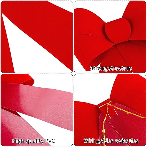 Miniatura 2 de URATOT Paquete de 9 lazos rojos para coronas de Navidad, lazos de terciopelo para Navidad, adornos de Navidad, decoración de boda, 9 x 12 pulgadas