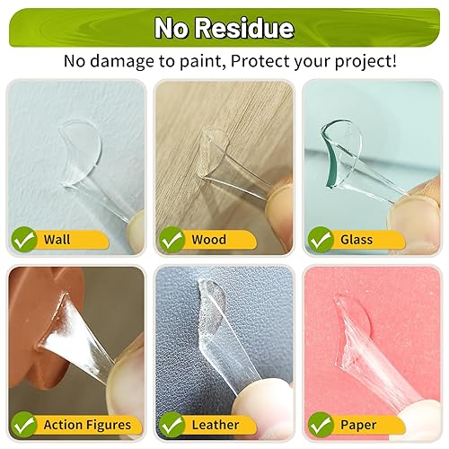 Miniatura 8 de Masilla de Montaje Grande Mejorada Sin Residuos con Lengüeta de Tracción, Puntos Adhesivos de Cinta de Doble Cara Transparentes Pegamento Adhesivo