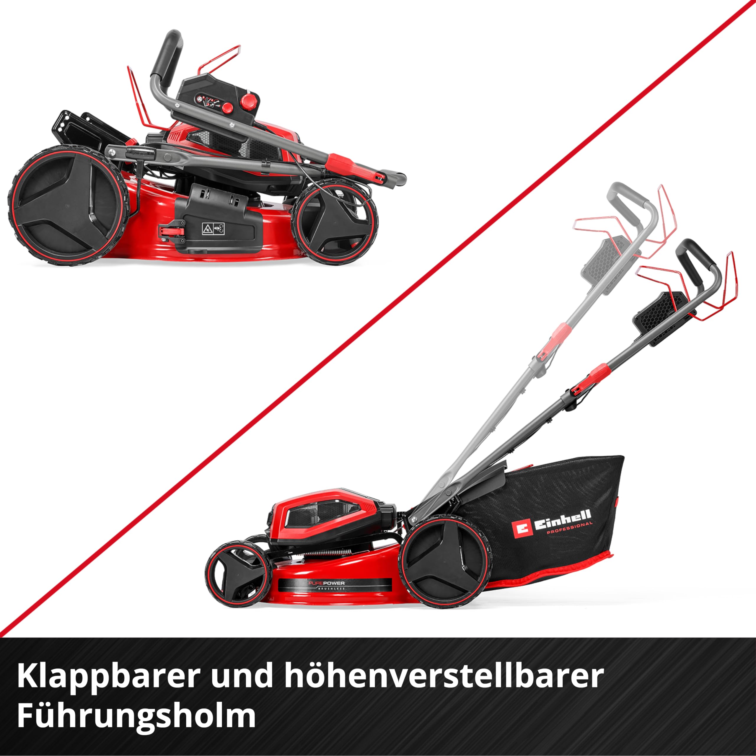 Einhell Akku-Rasenmäher GP-cm 36/52 S Li BL Kit Power X-Change (36 V, 52 cm Schnittbreite, bis 1200 m², Brushless, 65 L Fangkorb, Radantrieb, inkl. 4X 5,2 Ah + 2X Twincharger)