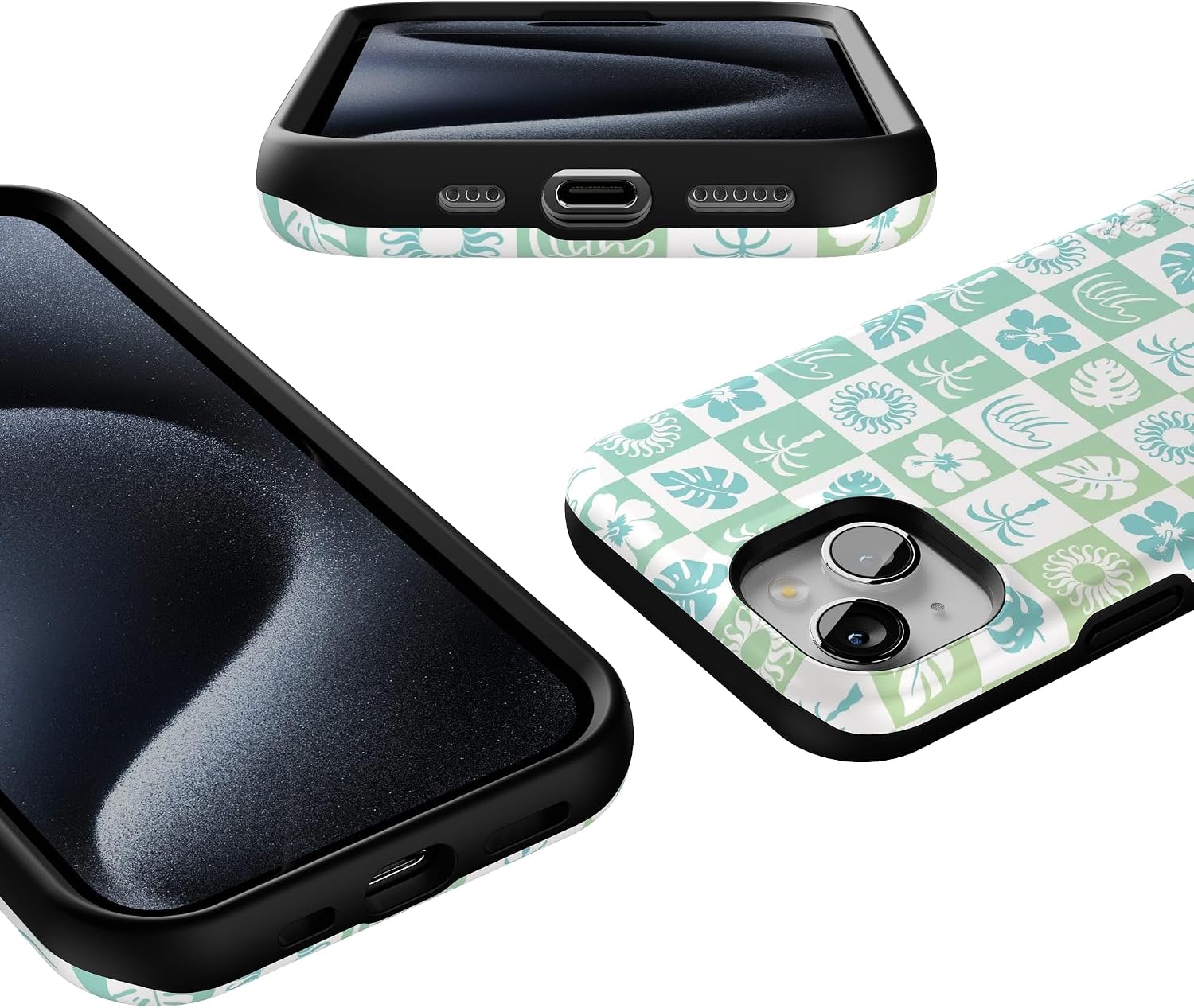 Casely iPhone 15 Case | Pura Vida | Coastal Checkers | Bold Protective Design | Compatible with MagSafe
