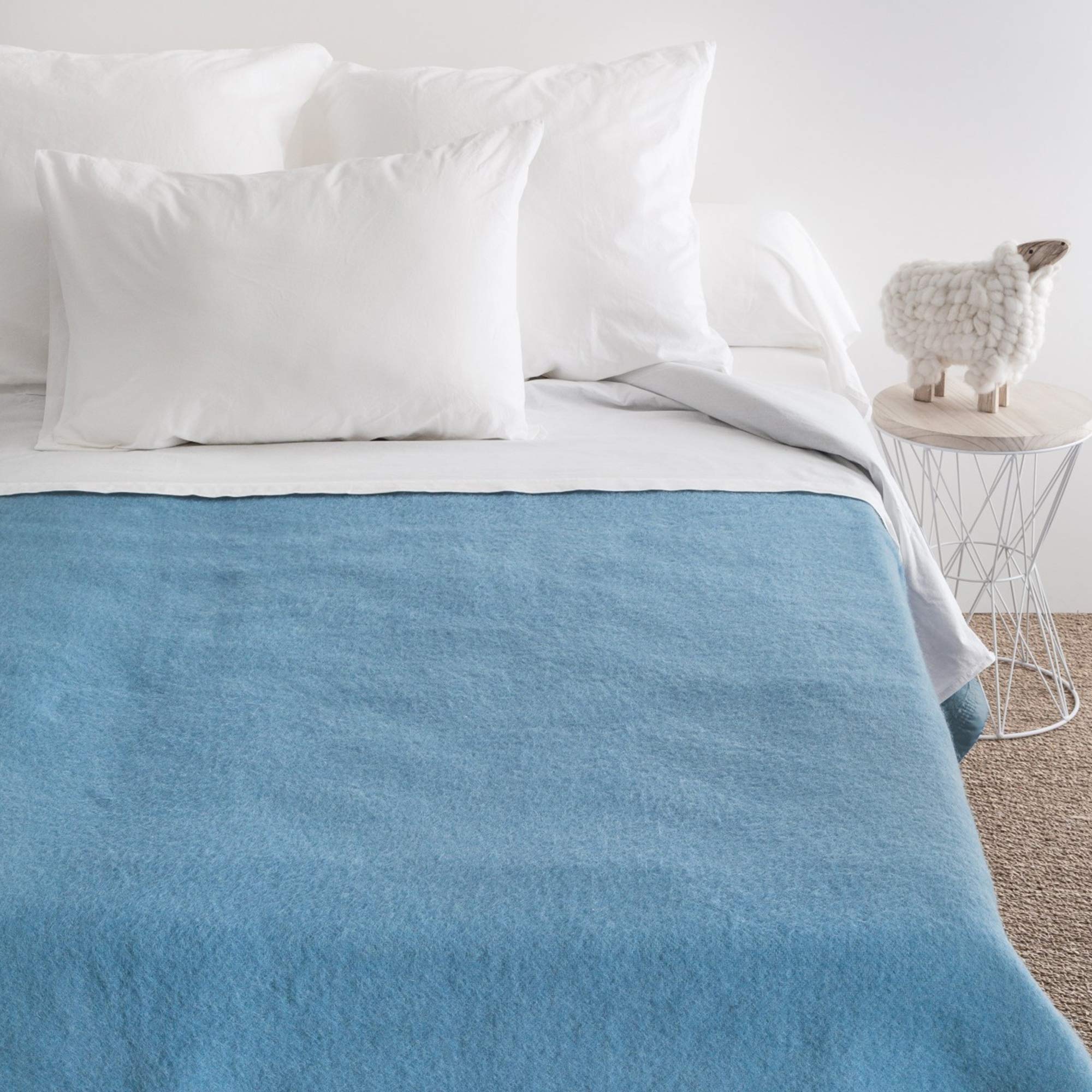 Linnea Couverture Pure Laine Vierge Woolmark 500g/m² Volta 180x240 cm Bleu Azur