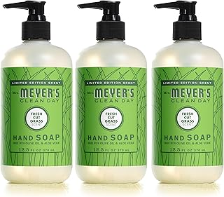 Mrs. MEYER'S Clean Day Liquid Hand Soap, Fresh Cut Grass Scent, 12.5 Ounce Bottle (Pack of 3)