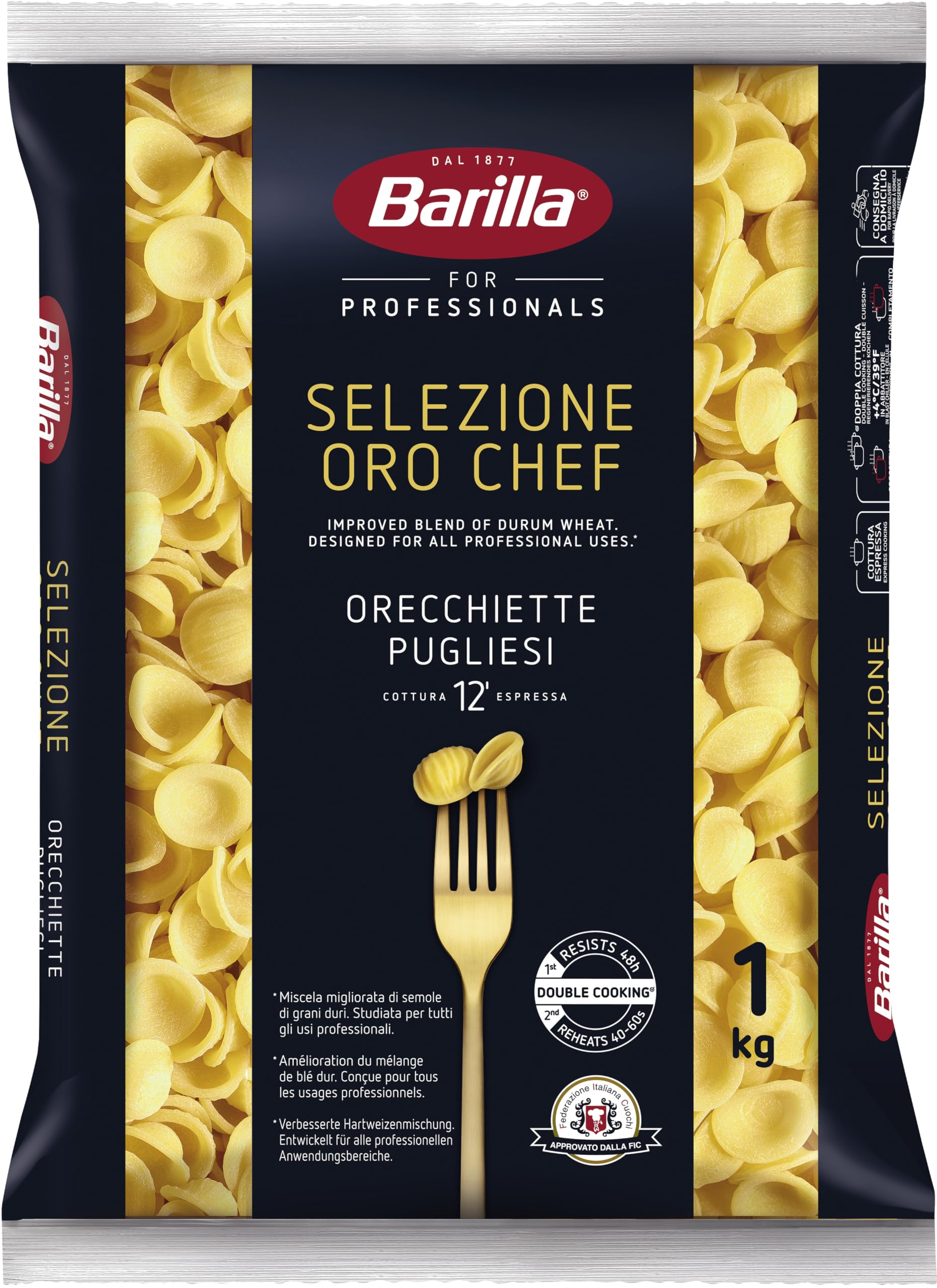 Barilla Selezione Oro Chef Orecchiette Pugliesi, 9er Pack (9 x 1kg) | Der zuverlässige Partner für den hektischen Küchenalltag, immer al Dente