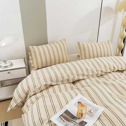 Miniatura 142 de ECOCOTT Funda de edredón tamaño King, juego de ropa de cama de 3 piezas, 100% algodón lavado, suave y transpirable con cierre de cremallera, 8 lazos