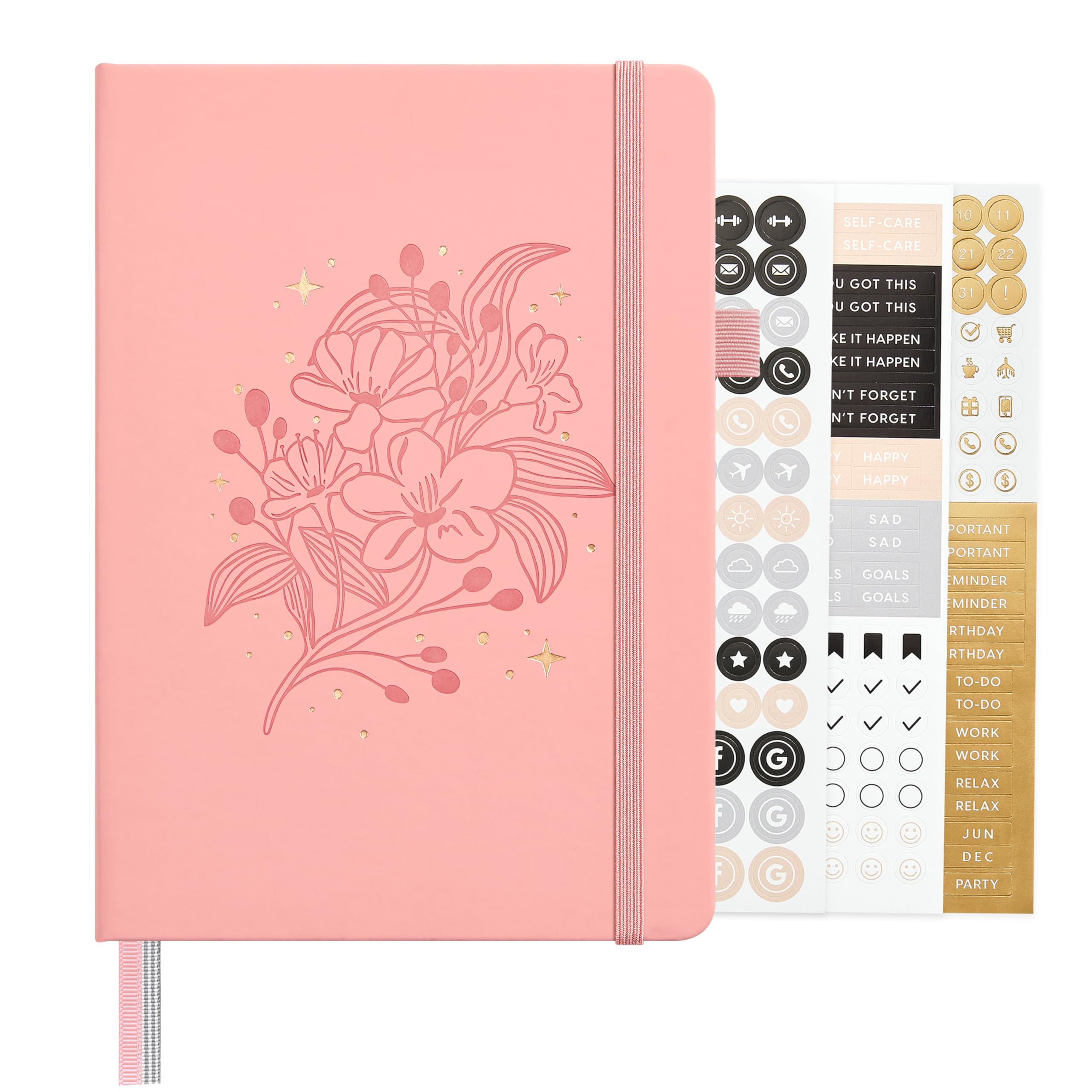 &And Per Se Dotted Journal Notebook for Women&Men with Pattern, A5 Leather Hardcover, 160 Pages 100GSM Thick Dotted Paper, 3 Sheets of Stickers Included(Blush) โ image 1