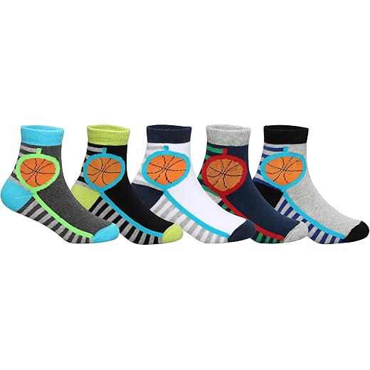 Kids Sports Socks - Breathable Cotton (Pack of 5)