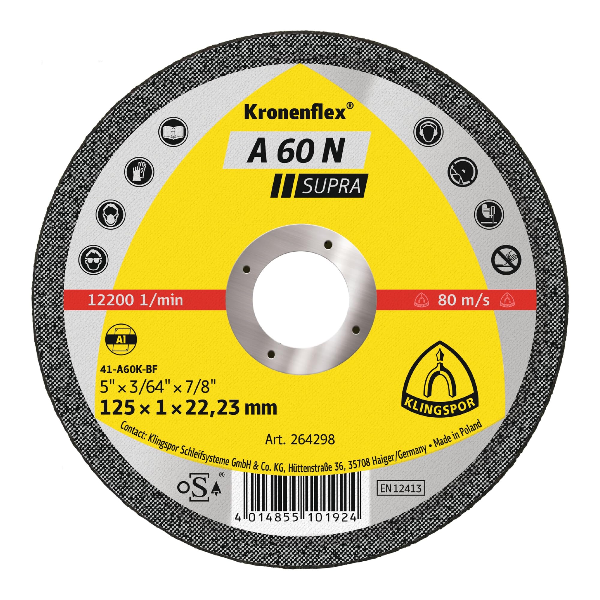 264298 A 60 N SUPRA, Trennscheibe Supra, Verpackungseinheit 25, 125X1X22,23, 25