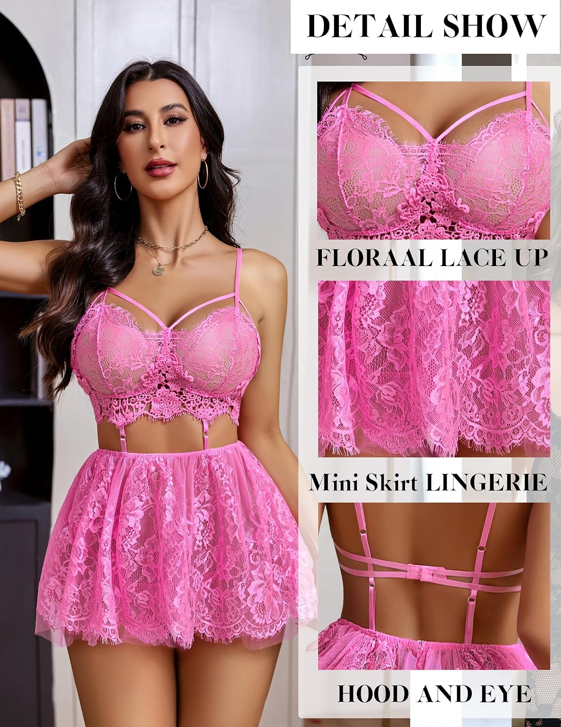 Avidlove Lingerie for Women Lace Babydoll Mesh Nightwear Chemise Nightie