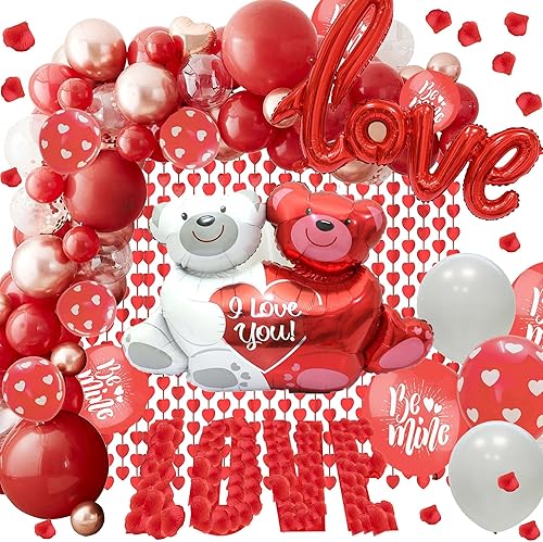Kit de decoración de globos para el día de San Valentín guirnalda de arco de globos para el día de San Valentín con globo de papel de aluminio rojo