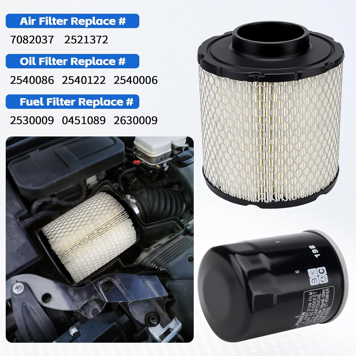 Air Filter & Oil Filter & Spark Plug Kit for Polaris Ranger 570 500 570 Crew 570 EFI 570 Full Size 2016 2017 2018 2019 2020 2021 2022 2023 Replace for 7082037 2521372 2540086(4 PCS)