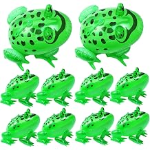 Inflatable Animals, Inflatable Frog 10Pcs Light Up Realistic Frog Balloon PVC Inflatable Animals with Elastic String 7.9x7.9x3.9in Squeaky Blow Up Animals, Blow Up Animals