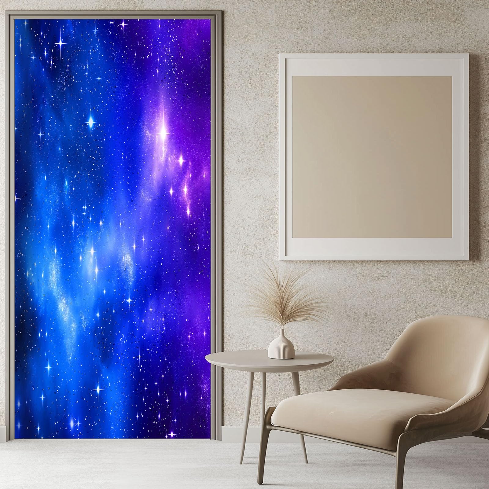Tapeta na drzwi 3D, samoprzylepna, migoczące gwiaździste niebo, plakat na drzwi, styl fantasy, wodoodporna, zdejmowana folia na drzwi, fototapeta, obraz ścienny do salonu, sypialni, 95 x 215 cm (szer