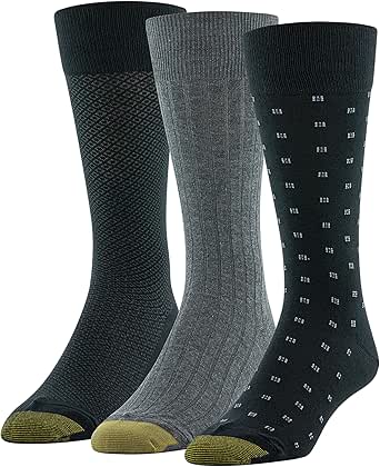 Amazon.com: GOLDTOE Men's Dress Crew Socks, 3 Pairs, Black/Charcoal ...