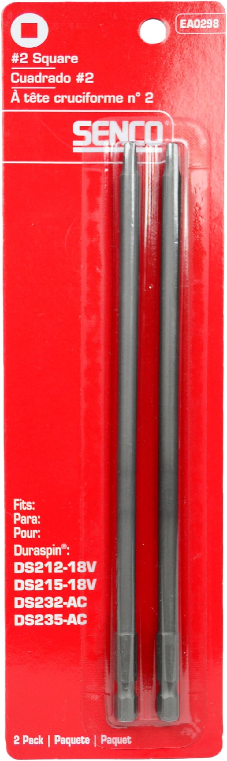 SencoEA0298 #2 Square Drive Bits 2PK - Duraspin Technology Integrated Auto-Feed Screw System