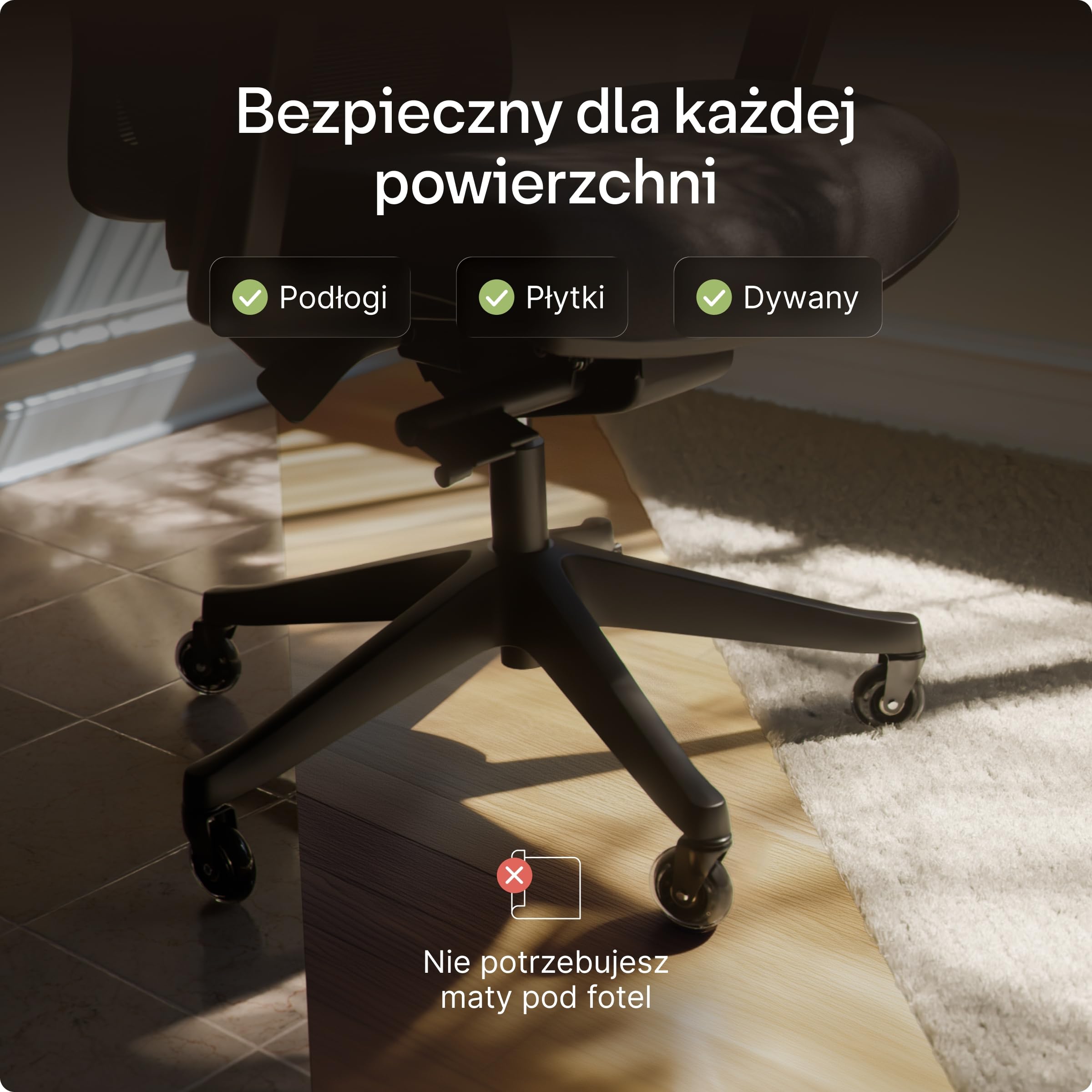 Desktronic 11 mm x 22 mm Zestaw 5 Kółek do Krzeseł Biurowych – Gumowe, Płynne i Wytrzymałe – Czarne, 250kg – Idealne na Podłogi z Twardego Drewna, Dywany, Laminaty i Płytki (NIE dla 1KEA)