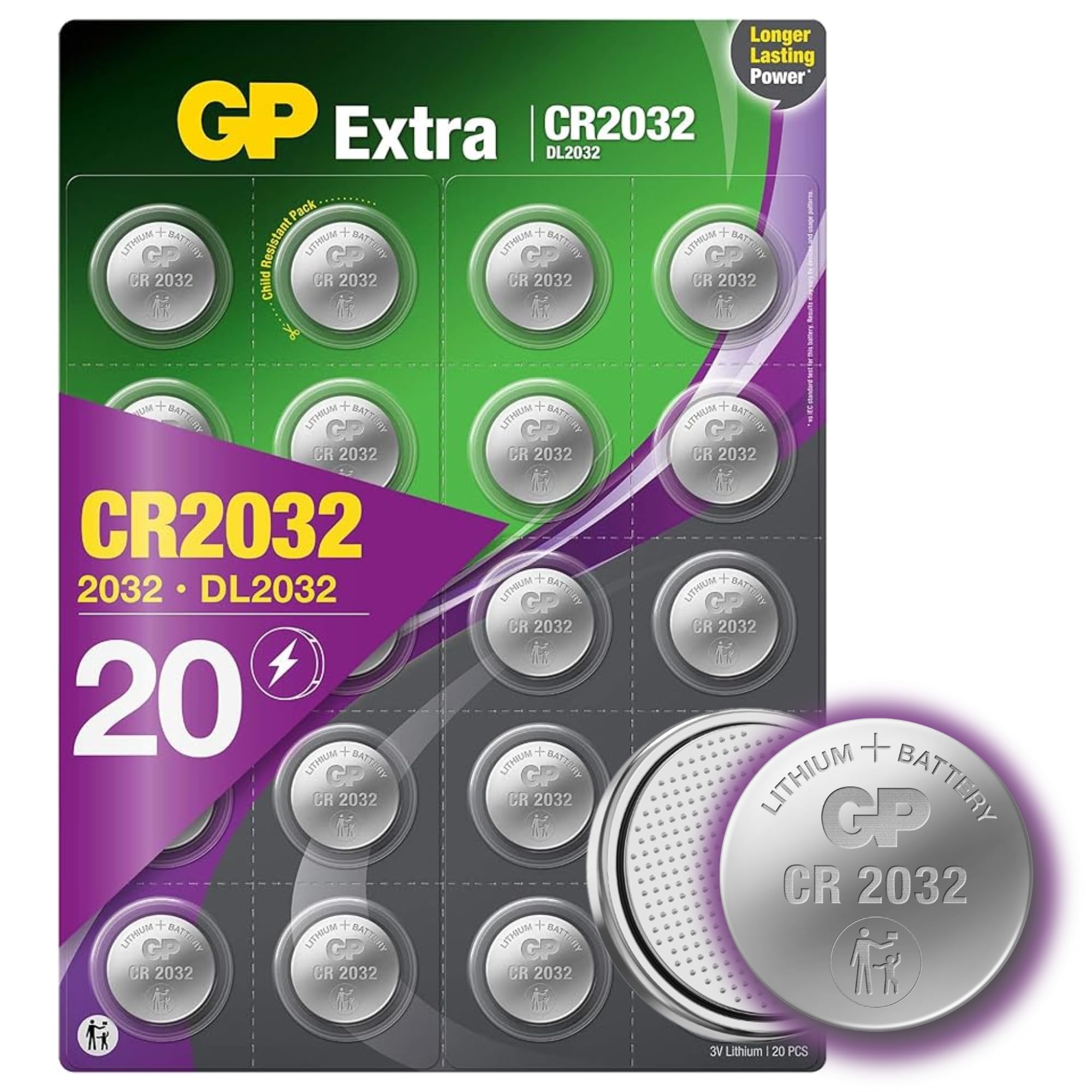 GP Extra Lithium Knopfzellen CR2032